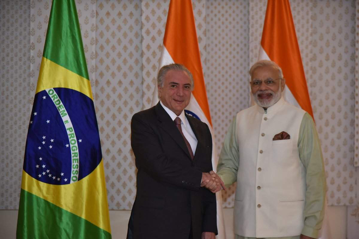 El presidente carioca, Michel Temer sostuvo una reunión con el primer ministro Narendra Modi para avanzar en el aspecto económico