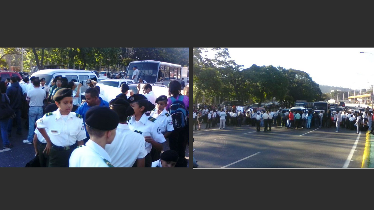 Alumnos del Liceo Militar Francisco de Miranda, protestaron durante la mañana de este lunes por la falta de clases