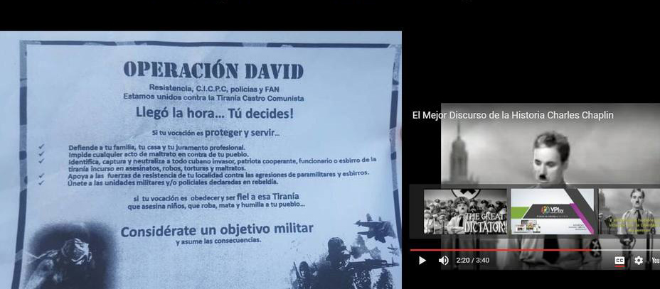 El mensaje los portales menciona la Operación David la cual fue mencionada por los militares durante la Toma del Fuerte Paramacay