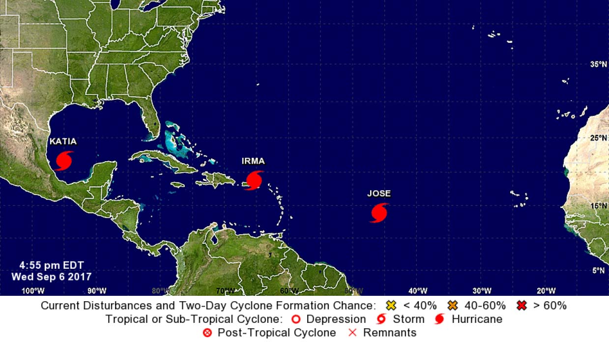 Según el Centro Nacional de Huracanes de Estados Unidos la tormenta se ubica a 1.060 kilómetros al este de las Antillas Menores