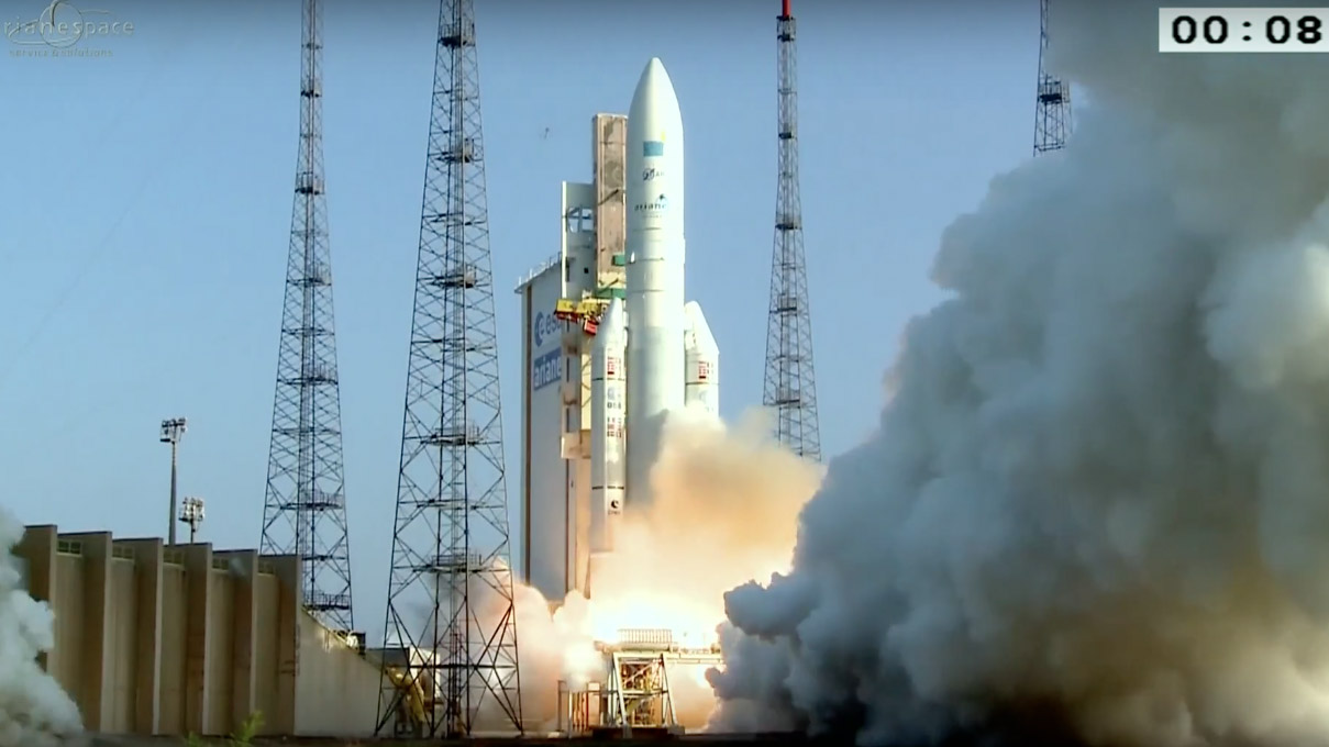 Según informaciones de la Agencia Espacial Europea el cohete partió con un ligero retraso de tres minutos