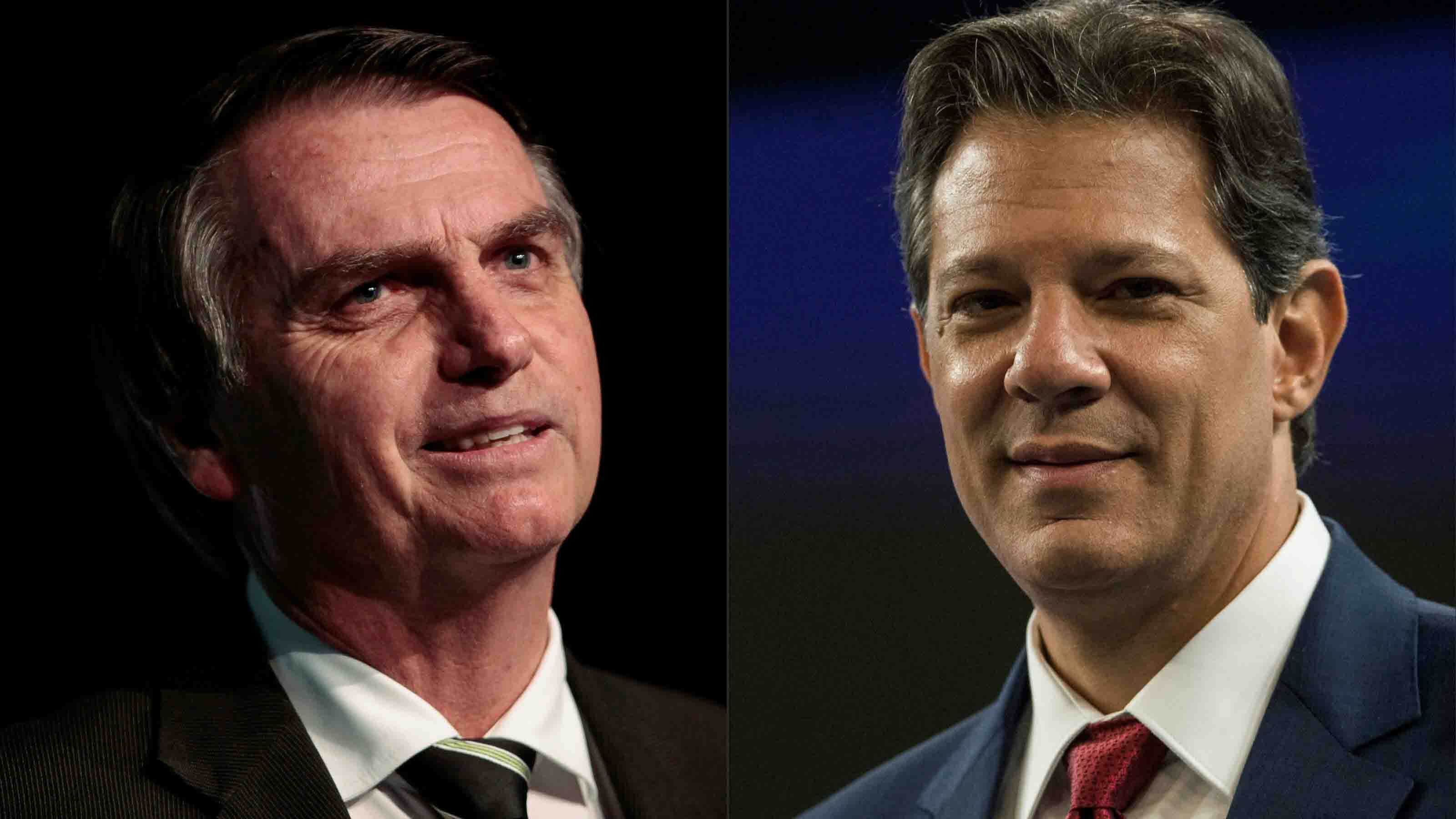 La última encuesta señala que Bolsonaro marcó un 56% en intención de votos válidos; mientras Haddad se haría con el 44%