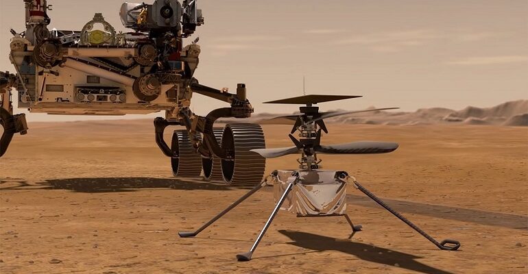 Ingenuity levantó columnas de polvo removidas por el viento de Marte