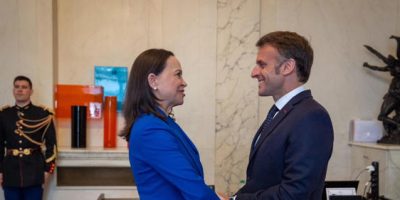 Emmanuel Macron y María Corina Machado