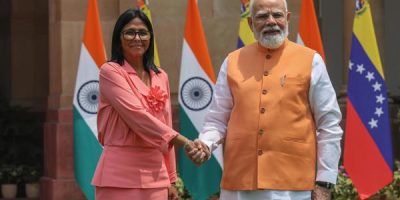 Delcy Rodríguez y Narendra Modi