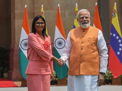 Delcy Rodríguez y Narendra Modi