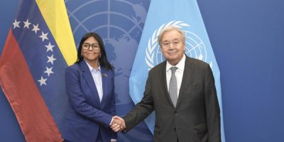 Delcy Rodríguez y António Guterres