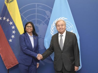 Delcy Rodríguez y António Guterres