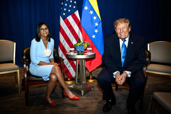 Delcy Rodríguez y Donald Trump